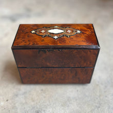 Load image into Gallery viewer, 19th c. Walnut Burl Music Box + Perfume Case