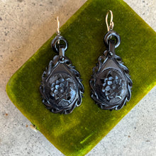 Load image into Gallery viewer, RESERVED | 19th c. Carved Jet Earrings