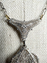 Load image into Gallery viewer, Art Deco Sterling Silver Filigree Necklace