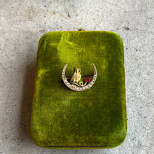 Load image into Gallery viewer, c. 1890s Crescent Moon Owl Brooch