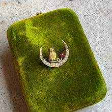 Load image into Gallery viewer, c. 1890s Crescent Moon Owl Brooch