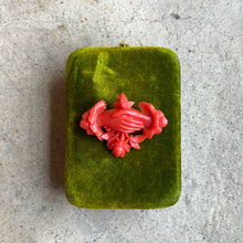 Load image into Gallery viewer, c. 1880s-1890s "Coral" Celluloid Fede Brooch