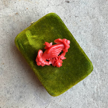 Load image into Gallery viewer, c. 1880s-1890s "Coral" Celluloid Fede Brooch
