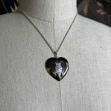 Load image into Gallery viewer, 19th c. Tortoise Shell Heart Owl Necklace