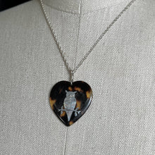Load image into Gallery viewer, 19th c. Tortoise Shell Heart Owl Necklace