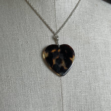 Load image into Gallery viewer, 19th c. Tortoise Shell Heart Owl Necklace