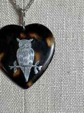 Load image into Gallery viewer, 19th c. Tortoise Shell Heart Owl Necklace