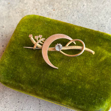 Load image into Gallery viewer, c. 1910s-1920s Golf Filled Crescent Moon Brooch