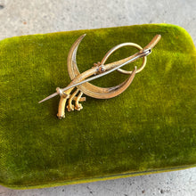 Load image into Gallery viewer, c. 1910s-1920s Golf Filled Crescent Moon Brooch