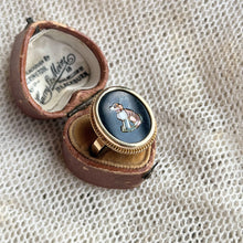 Load image into Gallery viewer, Late 19th c. 14k Gold Micromosaic Dog Conversion Ring