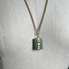 Load image into Gallery viewer, Mid-Late 19th c. Jade Book + 14k Buckle Pendant