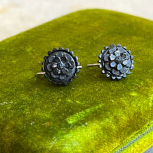 Load image into Gallery viewer, Late 19th c. Carved Jet Forget Me Not Earrings