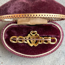 Load image into Gallery viewer, Late 19th c. 14k Gold Lover's Knot Double Heart Brooch