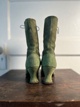 Load image into Gallery viewer, c. 1910s-1920s Green Suede Booots
