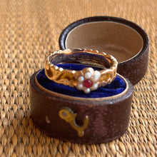 Load image into Gallery viewer, 1862 15k Gold Ruby Pearl Ring | Space for Hairwork