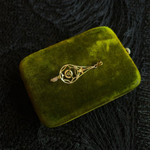Load image into Gallery viewer, c. 1910s 10k Gold Diamond Pearl Lavalier Pendant