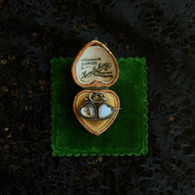 Load image into Gallery viewer, c. 1890s-1900s Sterling Silver Moonstone Double Heart Brooch