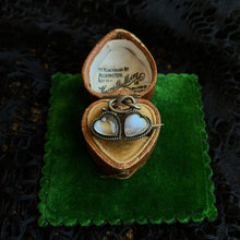 Load image into Gallery viewer, c. 1890s-1900s Sterling Silver Moonstone Double Heart Brooch