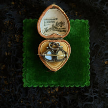 Load image into Gallery viewer, c. 1890s-1900s Sterling Silver Moonstone Double Heart Brooch