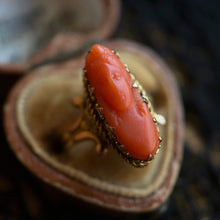Load image into Gallery viewer, c. 1910s 10k Gold Coral Cameo Ring