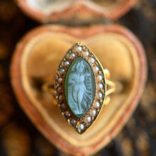 Load image into Gallery viewer, c. 1910s-1920s 14k Gold Green Agate Cameo Ring