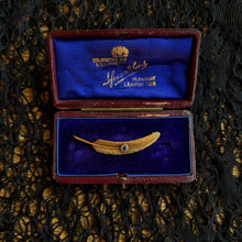 Load image into Gallery viewer, c. 1910s-1920s Wordley Allsopp & Bliss 14K Gold Sapphire Feather Brooch
