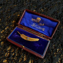 Load image into Gallery viewer, c. 1910s-1920s Wordley Allsopp & Bliss 14K Gold Sapphire Feather Brooch