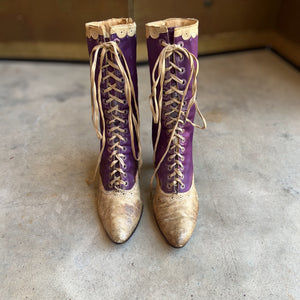 c. 1900s Purple Silk Boots | Study + Display