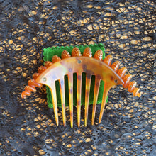 Load image into Gallery viewer, 19th c. Twisted Horn Star Pique Hair Comb