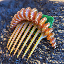 Load image into Gallery viewer, 19th c. Twisted Horn Star Pique Hair Comb