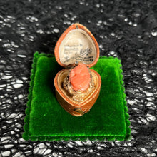 Load image into Gallery viewer, c. 1910s Coral Cameo 12k Gold Diamond Ring
