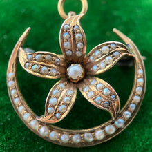 Load image into Gallery viewer, Early 20th c. 14k Gold Moon Flower Brooch + Pendant