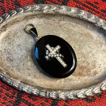 Load image into Gallery viewer, c. 1870s Seed Pearl Cross Mourning Locket