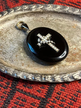 Load image into Gallery viewer, c. 1870s Seed Pearl Cross Mourning Locket