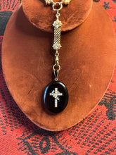 Load image into Gallery viewer, c. 1870s Seed Pearl Cross Mourning Locket