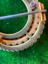 Load image into Gallery viewer, Victorian 15k Gold Pearl Crescent Moon Brooch