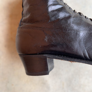 c. 1910s Black Lace Up Boots | Approx Sz 8
