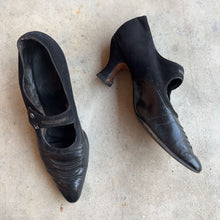 Load image into Gallery viewer, c. 1910s-1920s Black Leather Witchy Heels | Approx Sz 8.5-9
