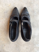 Load image into Gallery viewer, c. 1910s-1920s Black Leather Witchy Heels | Approx Sz 8.5-9