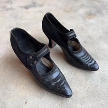 Load image into Gallery viewer, c. 1910s-1920s Black Leather Witchy Heels | Approx Sz 8.5-9