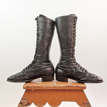 Load image into Gallery viewer, 1920s-30s Tall Black Lace Up Boots | Approx Sz 6.5-7