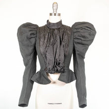 Load image into Gallery viewer, 1890s Black Gigot Sleeve Bodice | Wool + Silk