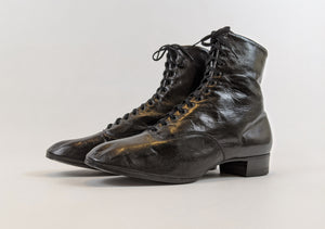 1930s Black Lace Up Boots | Approx Sz 7-7.5