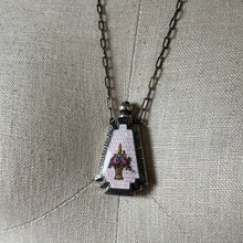 Load image into Gallery viewer, Art Deco Silver Guilloche Enamel Purple Perfume Bottle Necklace