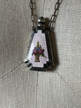 Load image into Gallery viewer, Art Deco Silver Guilloche Enamel Purple Perfume Bottle Necklace