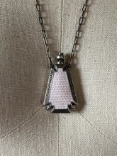 Load image into Gallery viewer, Art Deco Silver Guilloche Enamel Purple Perfume Bottle Necklace