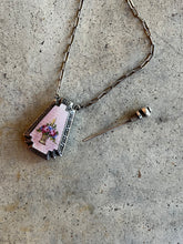 Load image into Gallery viewer, Art Deco Silver Guilloche Enamel Purple Perfume Bottle Necklace