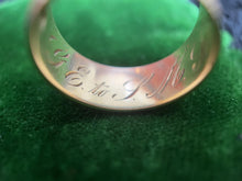Load image into Gallery viewer, Victorian 1890s 14k Gold Wedding Band | Antique Ring Dated Sept 11 1895