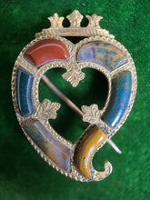 Load image into Gallery viewer, 14k Gold Scottish Agate Witch's Heart Brooch | Antique Victorian Jewelry