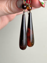 Load image into Gallery viewer, 9k Gold Tortoise Shell Torpedo Earrings | Antique Victorian Jewelry
